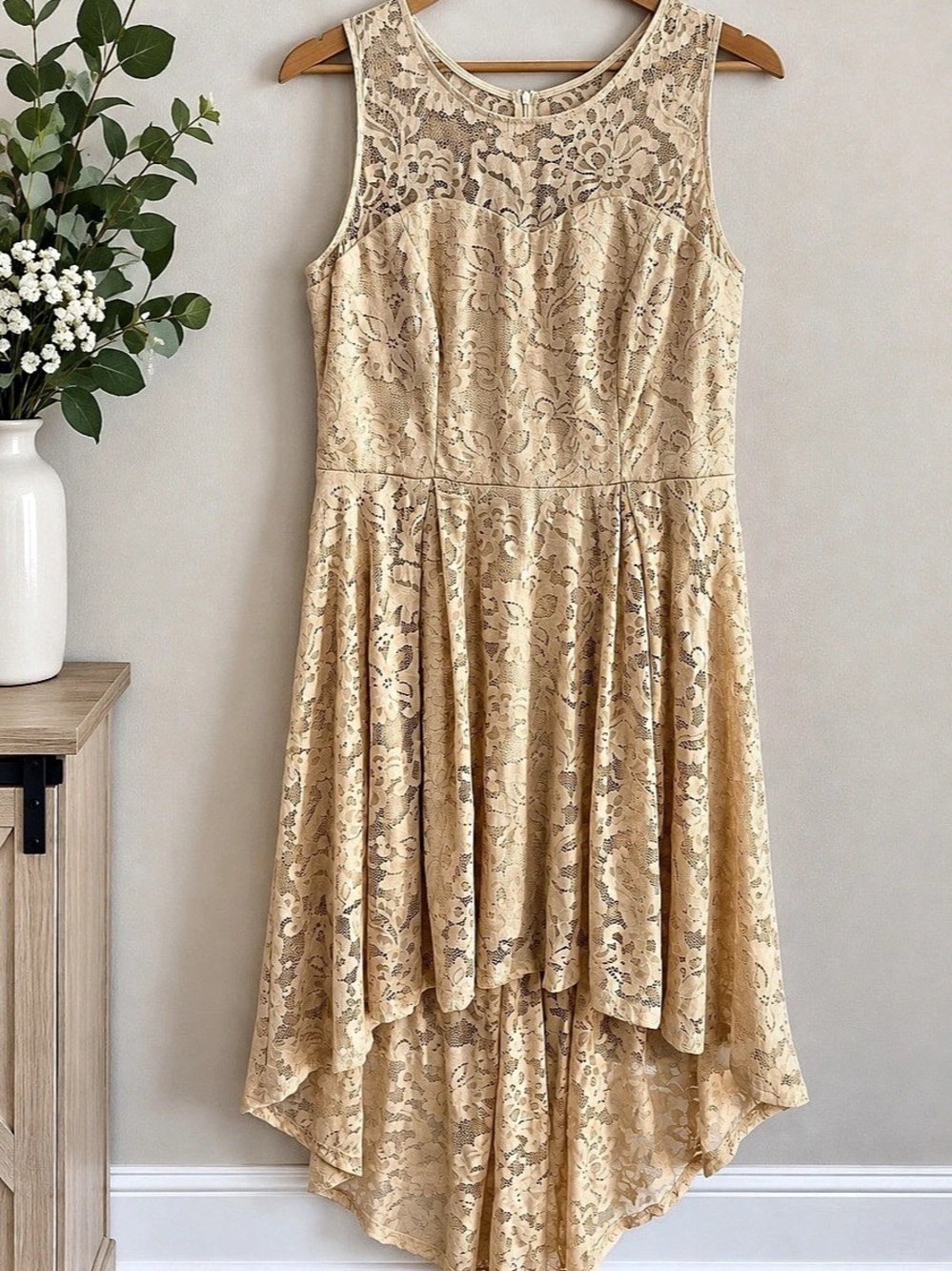 Plus Size Floral Lace High-Low Dress in Cream Maurices 3X